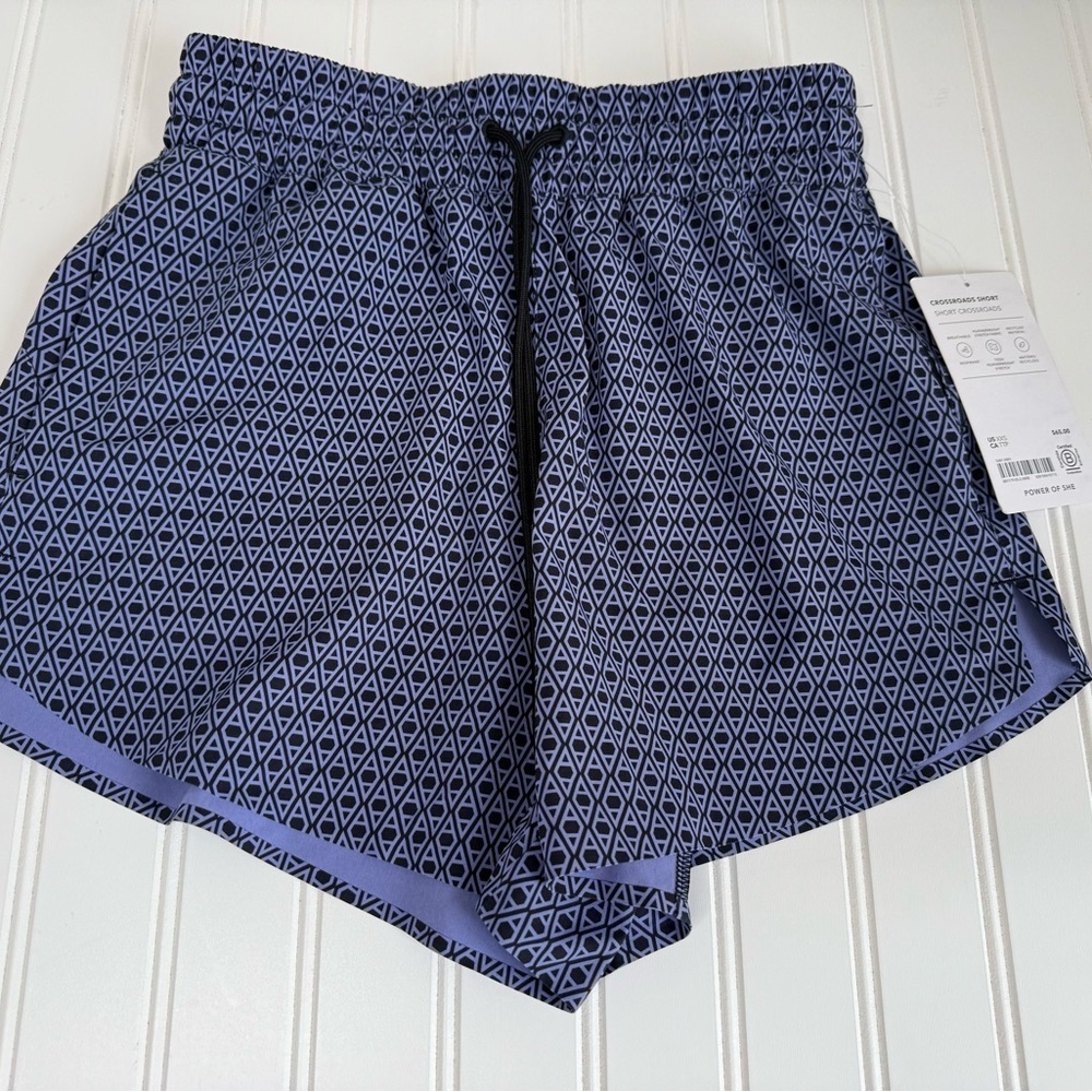 Athleta Crossroads Short XXS Purple Black Geo Print Pull On Athletic NEW 1050